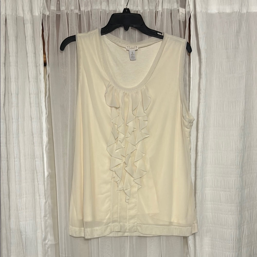 PLUS SIZE Chico's Cream Ruffle Tank Top